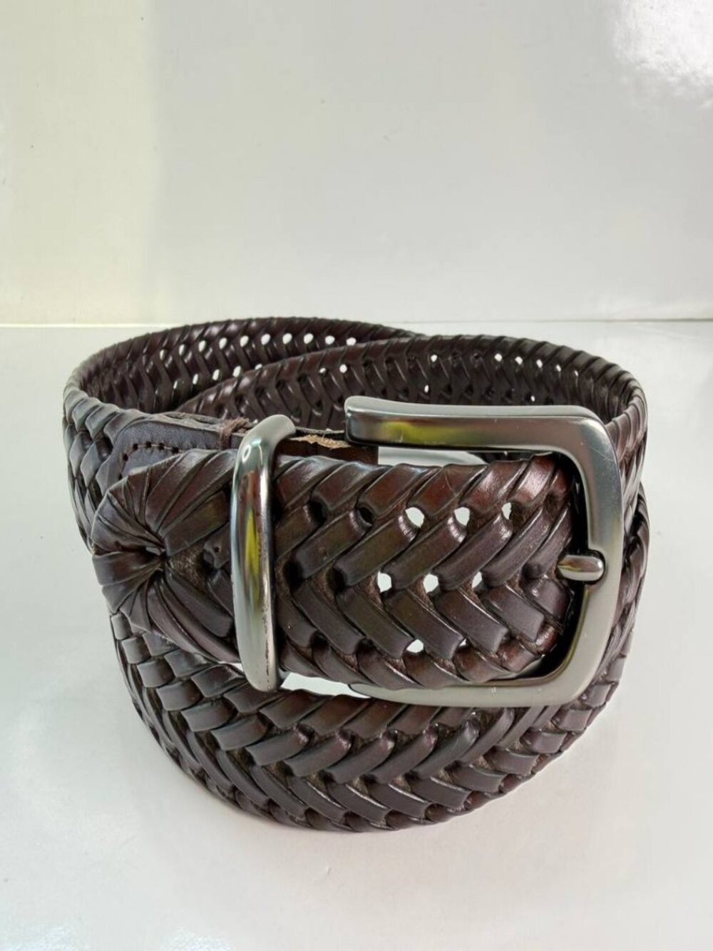 Columbia Woven Leather Belt – Brown/Tan – Size 32 (98 cm)